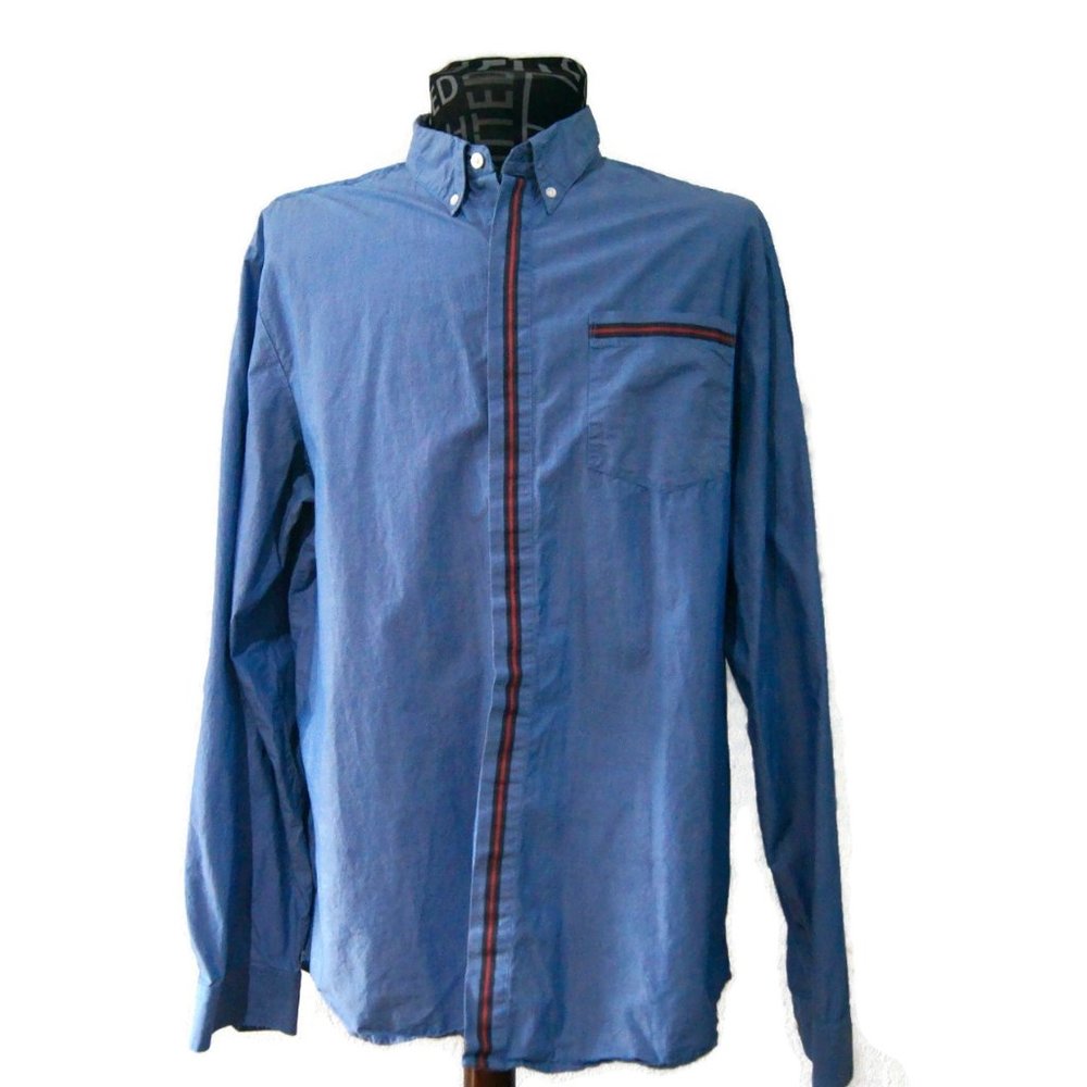 Burkman Bros Button Down Long Sleeve Shirt - Size XL - 100% Cotton Blue Red